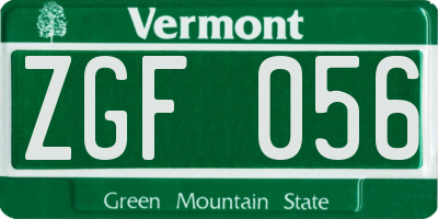 VT license plate ZGF056
