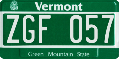 VT license plate ZGF057