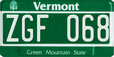 VT license plate ZGF068