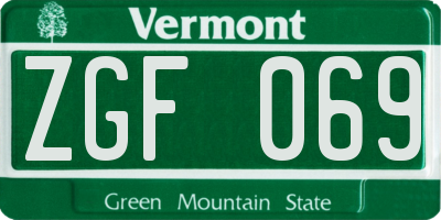 VT license plate ZGF069