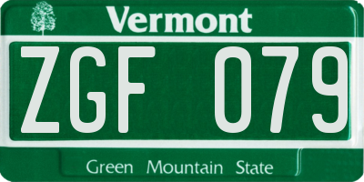 VT license plate ZGF079