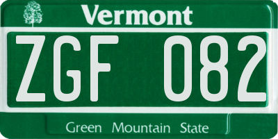 VT license plate ZGF082