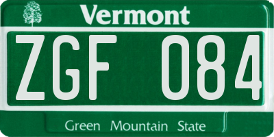 VT license plate ZGF084