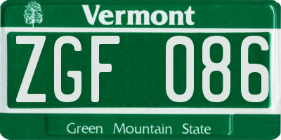 VT license plate ZGF086