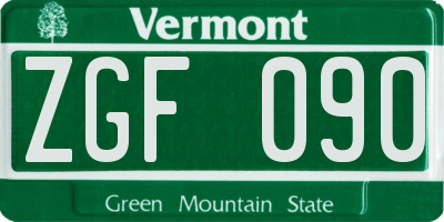 VT license plate ZGF090