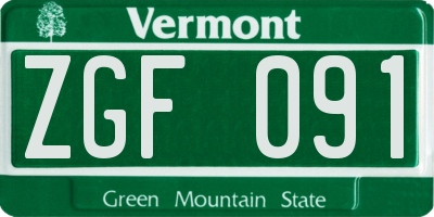 VT license plate ZGF091