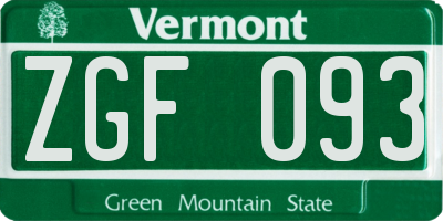 VT license plate ZGF093