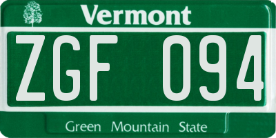 VT license plate ZGF094