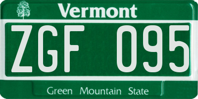 VT license plate ZGF095