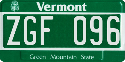 VT license plate ZGF096