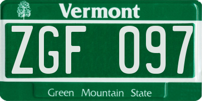 VT license plate ZGF097