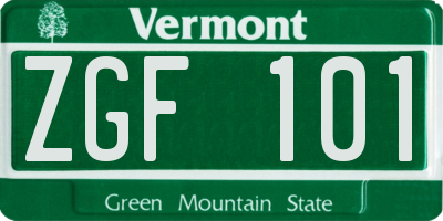 VT license plate ZGF101