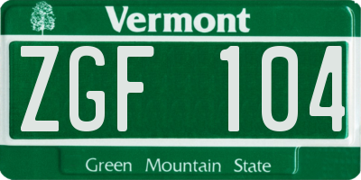 VT license plate ZGF104