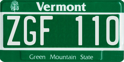 VT license plate ZGF110