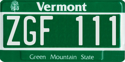 VT license plate ZGF111