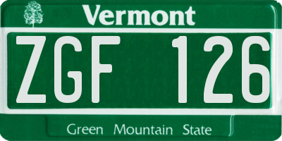 VT license plate ZGF126