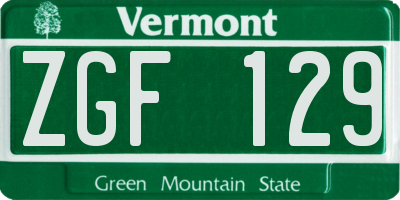 VT license plate ZGF129