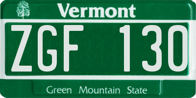 VT license plate ZGF130