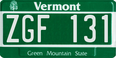 VT license plate ZGF131