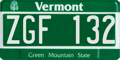 VT license plate ZGF132