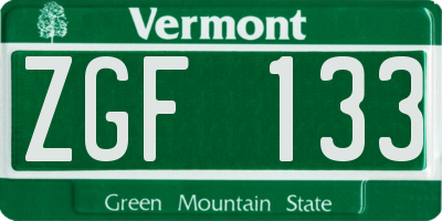 VT license plate ZGF133