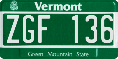 VT license plate ZGF136