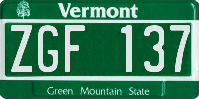 VT license plate ZGF137