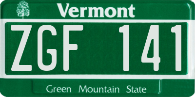 VT license plate ZGF141