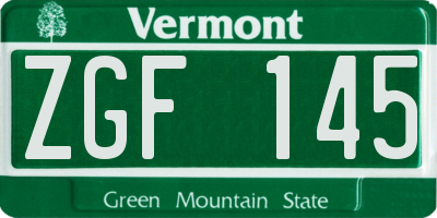 VT license plate ZGF145