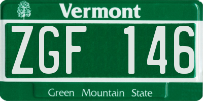 VT license plate ZGF146