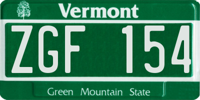 VT license plate ZGF154