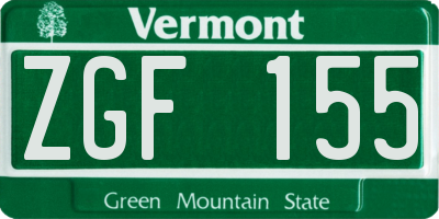 VT license plate ZGF155