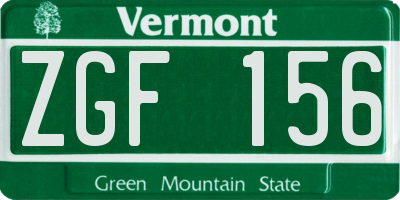 VT license plate ZGF156
