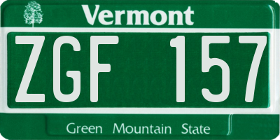 VT license plate ZGF157