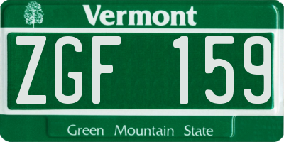 VT license plate ZGF159