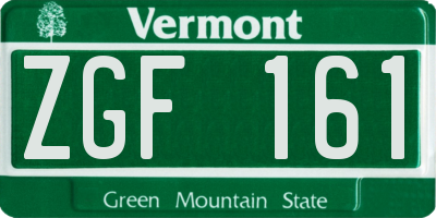 VT license plate ZGF161