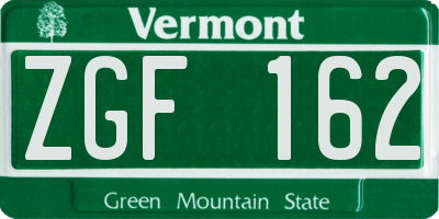 VT license plate ZGF162