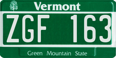 VT license plate ZGF163