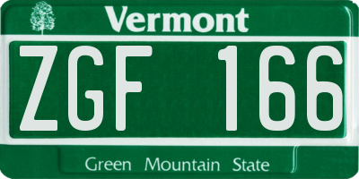 VT license plate ZGF166