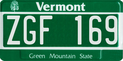 VT license plate ZGF169