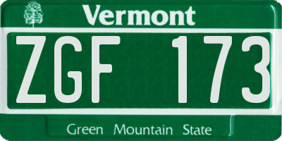 VT license plate ZGF173