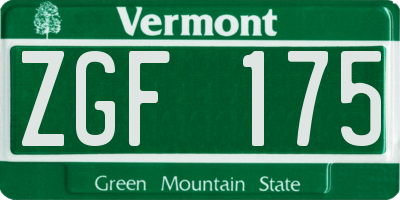VT license plate ZGF175