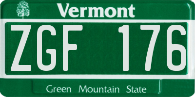 VT license plate ZGF176