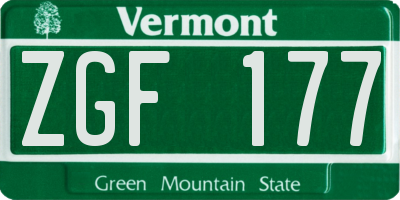 VT license plate ZGF177