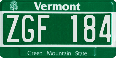 VT license plate ZGF184