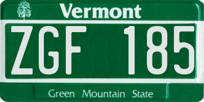 VT license plate ZGF185
