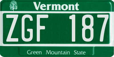 VT license plate ZGF187