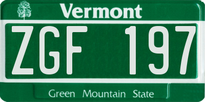 VT license plate ZGF197