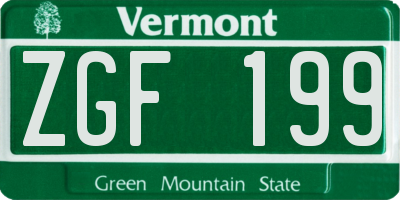 VT license plate ZGF199