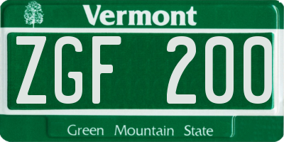 VT license plate ZGF200
